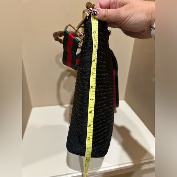 Gucci Bamboo Textured Black Handbag Tom Ford Era 1998 w/added unbranded strap - Picture 7 of 13